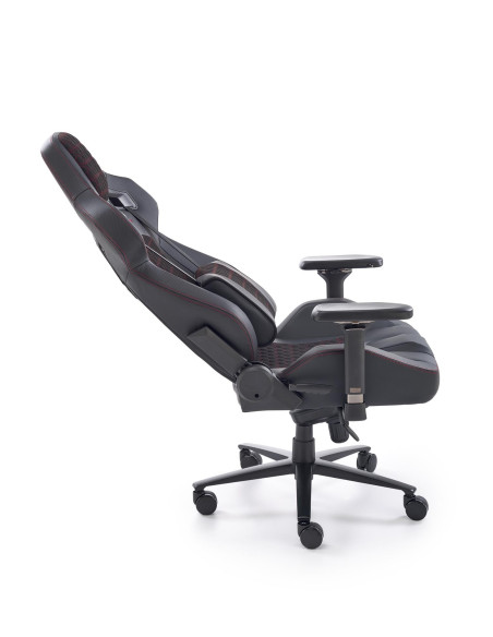 BALDUR Fotel Gabinetowy Czarno-Popielaty Eco Skóra Regulowane Podłokietniki