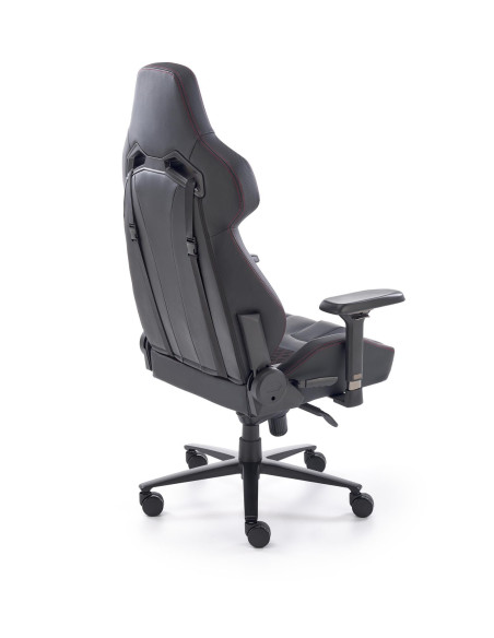 BALDUR Fotel Gabinetowy Czarno-Popielaty Eco Skóra Regulowane Podłokietniki