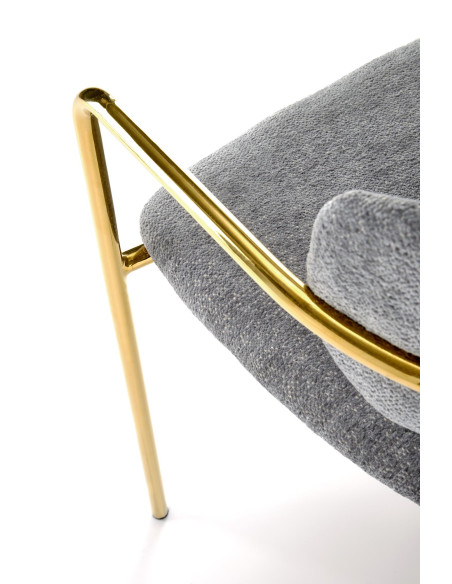 K537 Krzesło Popielate Glamour / Chromowany Złoty Stelaż | Klasa i Design