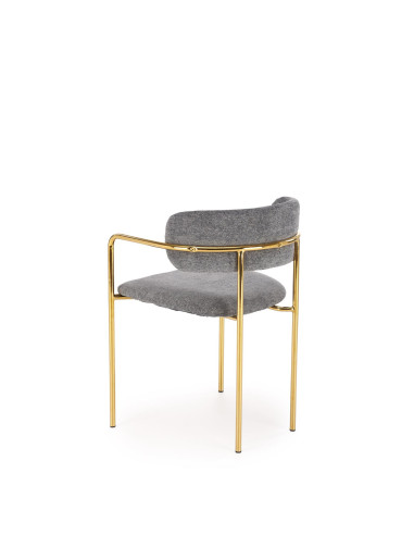 K537 Krzesło Popielate Glamour / Chromowany Złoty Stelaż | Klasa i Design