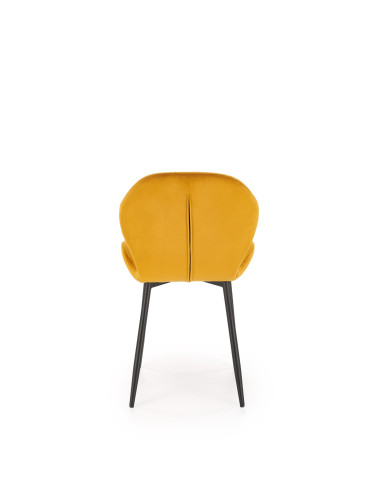 K538 Krzesło Musztardowe Velvet w Pasy, Nogi Czarne - Komfort i Styl