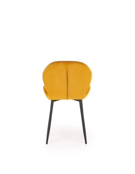 K538 Krzesło Musztardowe Velvet w Pasy, Nogi Czarne - Komfort i Styl