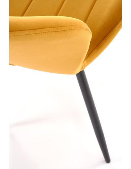 K538 Krzesło Musztardowe Velvet w Pasy, Nogi Czarne - Komfort i Styl