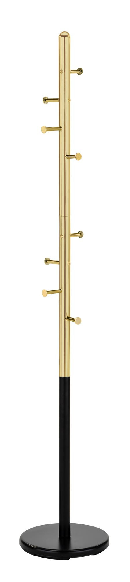 Wieszak W68 czarno-złoty z chromowanej stali – widok z przodu.