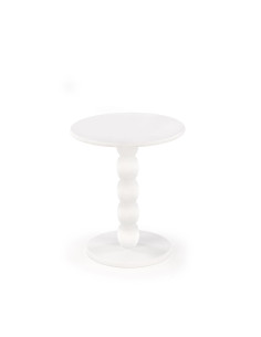 CIRILLA Ława Okrągła Biała fi40/47 cm | MDF Lakierowany / Drewno Lite