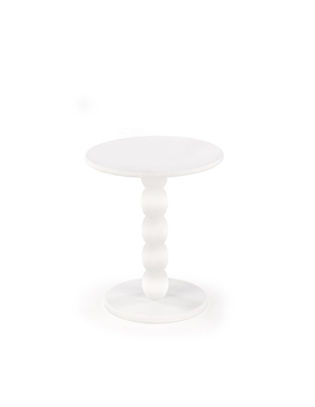 CIRILLA Ława Okrągła Biała fi40/47 cm | MDF Lakierowany / Drewno Lite