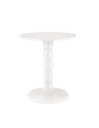 CIRILLA Ława Okrągła Biała fi40/47 cm | MDF Lakierowany / Drewno Lite