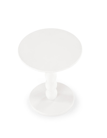 CIRILLA Ława Okrągła Biała fi40/47 cm | MDF Lakierowany / Drewno Lite