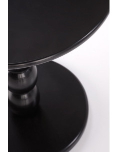 CIRILLA Ława Okrągła Czarna fi40/47 cm | MDF Lakierowany / Drewno Lite 2