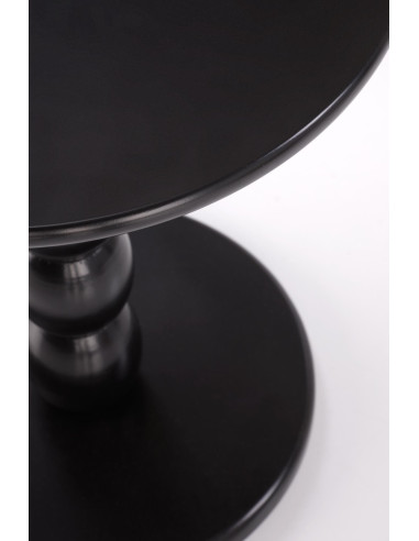CIRILLA Ława Okrągła Czarna fi40/47 cm | MDF Lakierowany / Drewno Lite