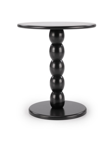 CIRILLA Ława Okrągła Czarna fi40/47 cm | MDF Lakierowany / Drewno Lite