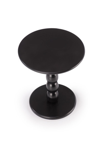 CIRILLA Ława Okrągła Czarna fi40/47 cm | MDF Lakierowany / Drewno Lite