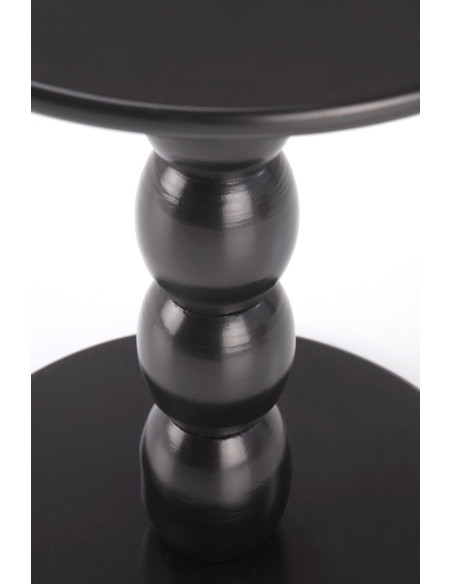 CIRILLA Ława Okrągła Czarna fi40/47 cm | MDF Lakierowany / Drewno Lite