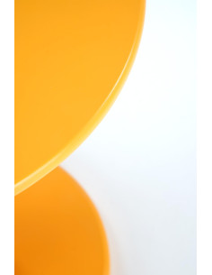 CIRILLA Ława Okrągła Musztardowa fi40/47 cm | MDF Lakierowany / Drewno Lite 2