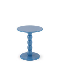 CIRILLA Ława Okrągła Niebieska fi40/47 cm | MDF Lakierowany / Drewno Lite