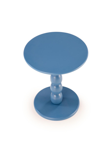 CIRILLA Ława Okrągła Niebieska fi40/47 cm | MDF Lakierowany / Drewno Lite