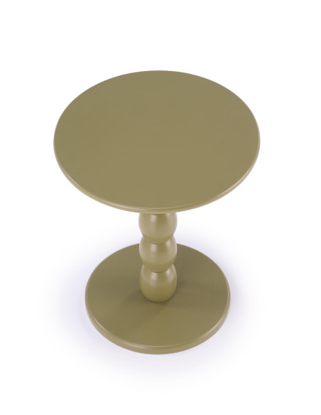 CIRILLA Ława Okrągła Oliwkowa fi40/47 cm | MDF Lakierowany / Drewno Lite