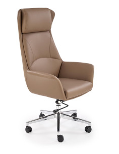 EDERSON Fotel Biurowy Cappuccino | MULTIBLOCK, Eco Skóra, Chromowana Podstawa