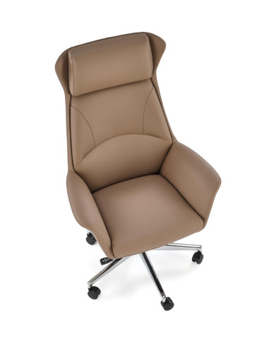 EDERSON Fotel Biurowy Cappuccino | MULTIBLOCK, Eco Skóra, Chromowana Podstawa