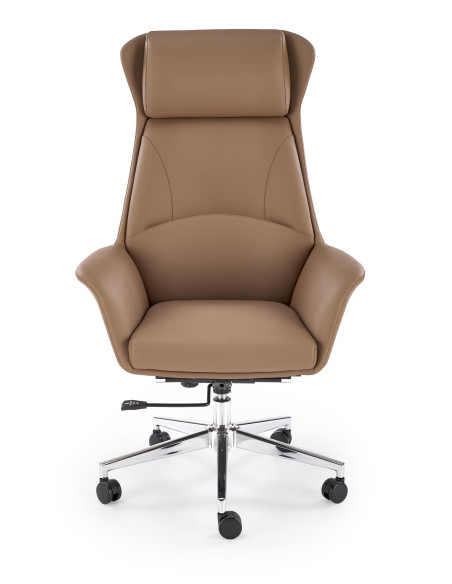 EDERSON Fotel Biurowy Cappuccino | MULTIBLOCK, Eco Skóra, Chromowana Podstawa