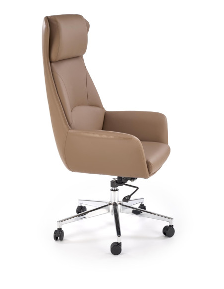 EDERSON Fotel Biurowy Cappuccino | MULTIBLOCK, Eco Skóra, Chromowana Podstawa