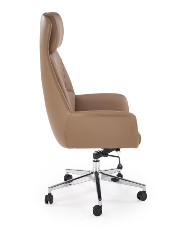 EDERSON Fotel Biurowy Cappuccino | MULTIBLOCK, Eco Skóra, Chromowana Podstawa