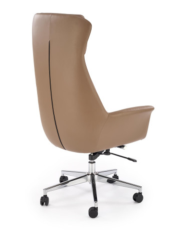 EDERSON Fotel Biurowy Cappuccino | MULTIBLOCK, Eco Skóra, Chromowana Podstawa