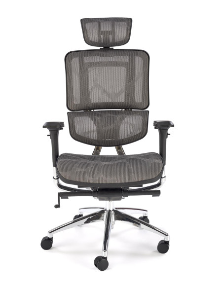 ETHAN Fotel Biurowy Popielaty Regulowane Oparcie, Podłokietniki, Zagłówek