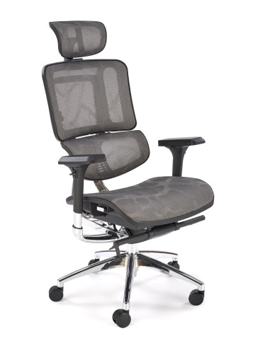 ETHAN Fotel Biurowy Popielaty Regulowane Oparcie, Podłokietniki, Zagłówek