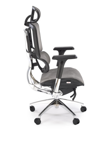 ETHAN Fotel Biurowy Popielaty Regulowane Oparcie, Podłokietniki, Zagłówek