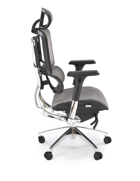ETHAN Fotel Biurowy Popielaty Regulowane Oparcie, Podłokietniki, Zagłówek