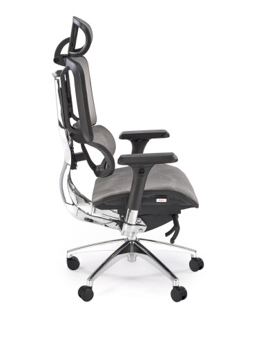 ETHAN Fotel Biurowy Popielaty Regulowane Oparcie, Podłokietniki, Zagłówek