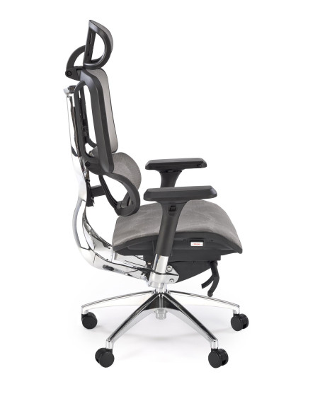 ETHAN Fotel Biurowy Popielaty Regulowane Oparcie, Podłokietniki, Zagłówek