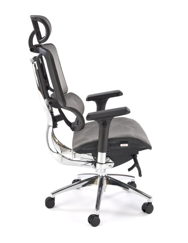 ETHAN Fotel Biurowy Popielaty Regulowane Oparcie, Podłokietniki, Zagłówek