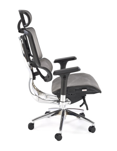 ETHAN Fotel Biurowy Popielaty Regulowane Oparcie, Podłokietniki, Zagłówek