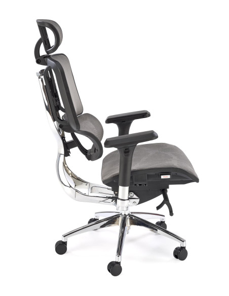 ETHAN Fotel Biurowy Popielaty Regulowane Oparcie, Podłokietniki, Zagłówek