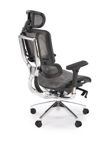 ETHAN Fotel Biurowy Popielaty Regulowane Oparcie, Podłokietniki, Zagłówek