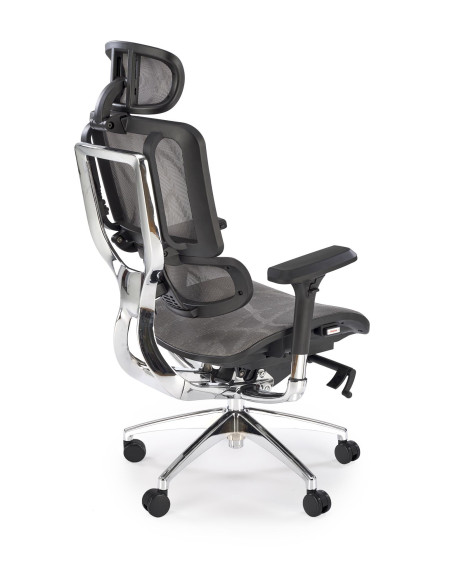ETHAN Fotel Biurowy Popielaty Regulowane Oparcie, Podłokietniki, Zagłówek