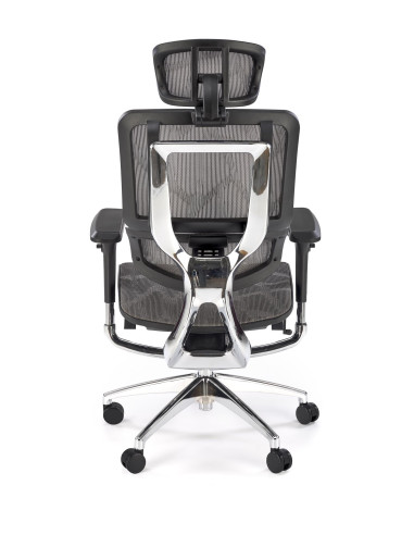 ETHAN Fotel Biurowy Popielaty Regulowane Oparcie, Podłokietniki, Zagłówek