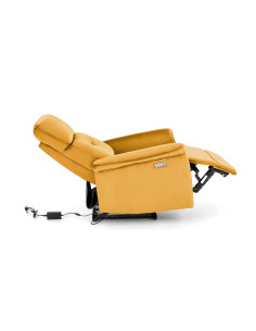 SEMIR Fotel Rozkładany Elektrycznie Musztardowy | Velvet | Gniazdo USB