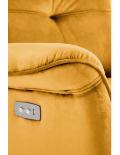 SEMIR Fotel Rozkładany Elektrycznie Musztardowy | Velvet | Gniazdo USB 2