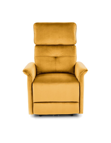 SEMIR Fotel Rozkładany Elektrycznie Musztardowy | Velvet | Gniazdo USB