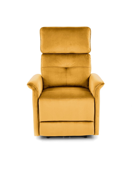 SEMIR Fotel Rozkładany Elektrycznie Musztardowy | Velvet | Gniazdo USB