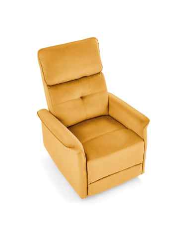 SEMIR Fotel Rozkładany Elektrycznie Musztardowy | Velvet | Gniazdo USB