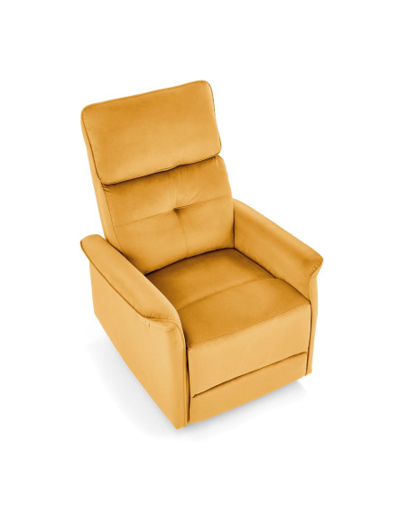 SEMIR Fotel Rozkładany Elektrycznie Musztardowy | Velvet | Gniazdo USB