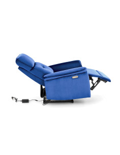 SEMIR Fotel Rozkładany Elektrycznie Granatowy | Velvet | Gniazdo USB