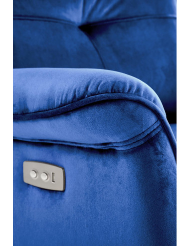 SEMIR Fotel Rozkładany Elektrycznie Granatowy | Velvet | Gniazdo USB