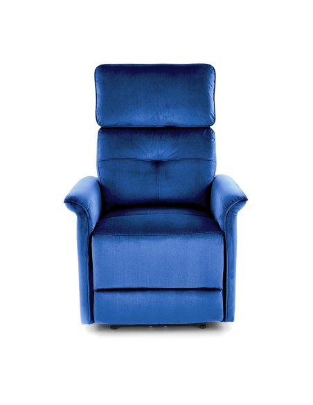 SEMIR Fotel Rozkładany Elektrycznie Granatowy | Velvet | Gniazdo USB