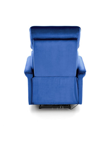 SEMIR Fotel Rozkładany Elektrycznie Granatowy | Velvet | Gniazdo USB