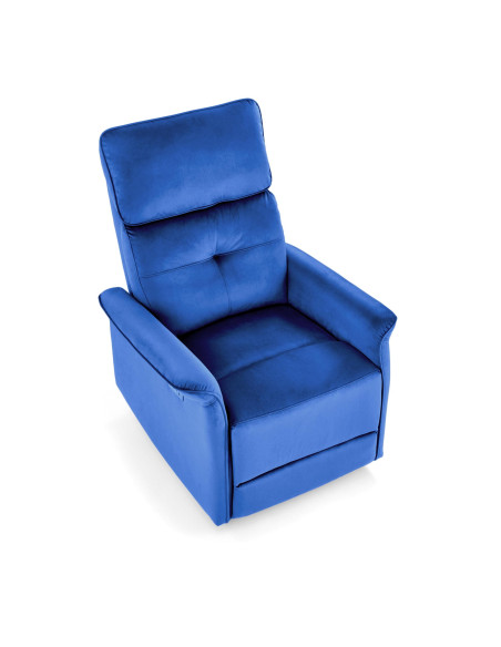 SEMIR Fotel Rozkładany Elektrycznie Granatowy | Velvet | Gniazdo USB